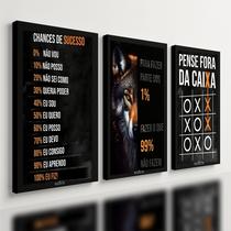 Kit3 Quadro Decorativo Frase Motivacional Escritório Sucesso 28x20 Kit3 Quadro Decorativo Frase Motivacional Escritório Sucesso 28x20