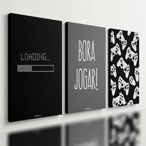 Kit3 Quadro Decorativo Gamer Videogame Controle Quarto Setup