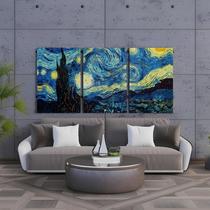 Kit3 Quadro Decorativo Noite Estrelada Van Gogh Arte 60x30cm