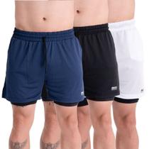 KIT3 Shorts 2em1 Treino Bermuda MASCULINO Academia Corrida Com Bolsos Esportivo Dryfit ProteçãoUV KIT3 Shorts 2em1 Treino Bermuda MASCULINO Academia Corrida Com Bolsos Esportivo Dryfit ProteçãoUV
