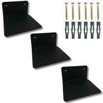 Kit3 Suportes Aço Reforçado Fixo De Parede Prateleira Flutuante Para Livros Estilo Moderno