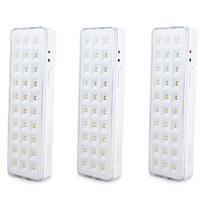 Kit3pcs-lâmpada Luminária De Emergência 30 Leds Litio Slim