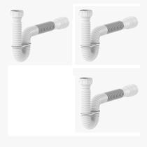 Kit3pcs-Sifão Sanfonado Tubo Extensivo Universal Branco