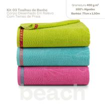 Kit3PçsToalhasdeBanhoparaPraiaePiscinaBeach Verde,AzuleRosa Kit3PçsToalhasdeBanhoparaPraiaePiscinaBeach Verde,AzuleRosa