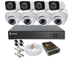 Kit4 Câmeras Bullet/4 Câmeras Dome Segurança INFRAVERMELHO + DVR + ACESSÓRIOS SEM HD