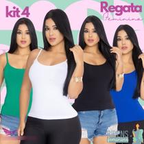 Kit4 Camiseta Regata Feminina Primavera Verão Tecido Premium Kit4 Camiseta Regata Feminina Primavera Verão Tecido Premium