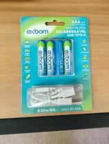 Kit4 Pilha AAA Litio 1,5v Bateria Recarregavel Com Porta USB Tipo C Kit4 Pilha AAA Litio 1,5v Bateria Recarregavel Com Porta USB Tipo C