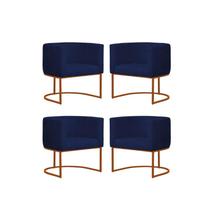 Kit4 Poltronas Reforçada Decorativa Sala Estar Jantar Gabriela Base Ferro Bronze Suede