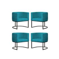 Kit4 Poltronas Reforçada Decorativa Sala Estar Jantar Gabriela Base Ferro Preto Suede