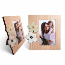 Kit4 Porta Retrato Mãe 10x15 Flor Decoração Madeira Vertical