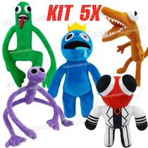 Kit5 Boneco Rainbow Friends Verde Azul Vermelho Laranja Roxo