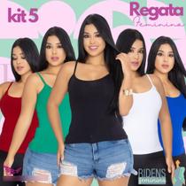 Kit5 Camiseta Regata Feminina Primavera Verão Tecido Premium