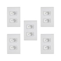 Kit5 Conjunto Montado Tomada Dupla 10A Branca Liz Tramontina Kit5 Conjunto Montado Tomada Dupla 10A Branca Liz Tramontina