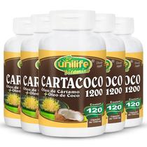Kit5 Óleo De Cártamo/Coco Cartacoco 1200Mg Unilife 120 Cáps