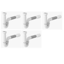 Kit5pcs-Sifão Sanfonado Tubo Extensivo Universal Branco