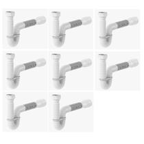 Kit8pcs-Sifão Sanfonado Tubo Extensivo Universal Branco