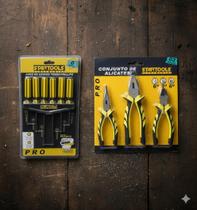 Kit9 peças sendo 3 Alicates Multiuso Com 6 Chaves De Fenda Prático E Resistente