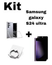 Kita S24 Ultra - Capa Transparente + Película Fosca Privacidade + Suporte Anel Para Samsung Galaxy S24 Ultra