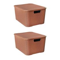 KitC/2Un Organizador Rattan 20L Marrom Arqplast