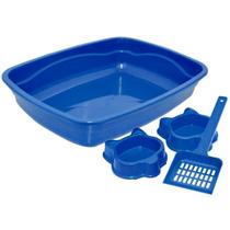 Kitcat bandeja higiênica 2 comedouros pa higiênica azul Kitcat bandeja higiênica 2 comedouros pa higiênica azul