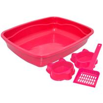 Kitcat bandeja higiênica 2 comedouros pa higiênica rosa Kitcat bandeja higiênica 2 comedouros pa higiênica rosa