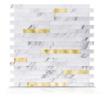 Kitchen Backsplash Tile Art3d Volakas White com metal dourado Kitchen Backsplash Tile Art3d Volakas White com metal dourado