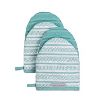 KitchenAid Albany Mini Algodão Oven Mitts com Silicone Grip, 5.5"x8", Aqua Sky