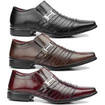 kitcom 3 pares de sapato social masculino preto marrom e vinho