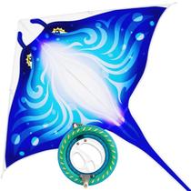 Kite Mint's Colorful Life Blue Devil Fish com enrolador de bobina de 18 cm