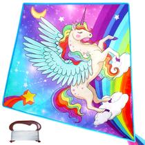 Kite TOY Life Blue Unicorn para crianças, fácil de voar, grande