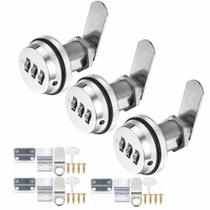 Kitmose Kit de Fechadura Cam para Armário com Combinação de 3 Dígitos, Cromada, Cilindro de 30 mm