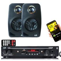 Kitreceiver Slim 1002bt Leson+2 Caixa Som Parede Preta Leson
