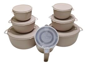 Kits 10 Potes Bowl Vasilhas Tapoe Marmita Boll +Jarra1. Bege Kits 10 Potes Bowl Vasilhas Tapoe Marmita Boll +Jarra1. Bege