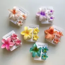 Kits 3 Peças Grampos Piranha De Cabelo Flor De Feriado De Praia Barrettes