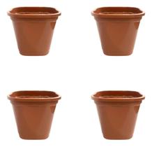 Kits 4 Vasos Terracota 900ml Quadrado - Cachepot Plástico - Suculenta Cactos Mudas Kits 4 Vasos Terracota 900ml Quadrado - Cachepot Plástico - Suculenta Cactos Mudas