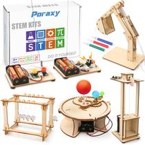 Kits científicos STEM Poraxy 5 Set, edifício de madeira de 8 a 12 anos