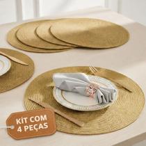 Kits de 4 a 12 Peças Jogo Americano Dourado Redondo Mesa Posta Sousplat Prático Dia a Dia Decoração Kits de 4 a 12 Peças Jogo Americano Dourado Redondo Mesa Posta Sousplat Prático Dia a Dia Decoração