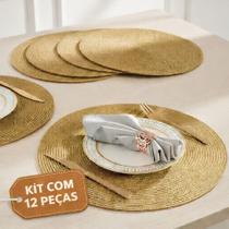 Kits de 4 a 12 Peças Jogo Americano Dourado Redondo Mesa Posta Sousplat Prático Dia a Dia Decoração Kits de 4 a 12 Peças Jogo Americano Dourado Redondo Mesa Posta Sousplat Prático Dia a Dia Decoração