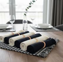 Kits de 6 Jogos Americanos HARMONIA com Franja de Algodão, Guardanapos e Argolas