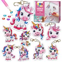 Kits de arte Diamond TOY Life Unicorn para crianças com 9 chaveiros