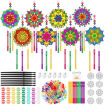 Kits de arte para janelas DIY Mandala Suncatchers Wind Chimes x24