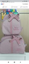 Kits De Bolsa Personalizado No Linho Na Cor Rosa Com Fita Rose