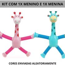 Kits de Brinquedo Infantil Girafa Pop Tubo Led Com Ventosa Modelos:KIT COM 1X MENINA E 1X MENINO Kits de Brinquedo Infantil Girafa Pop Tubo Led Com Ventosa Modelos:KIT COM 1X MENINA E 1X MENINO