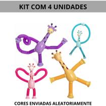 Kits de Brinquedo Infantil Girafa Pop Tubo Led Com Ventosa