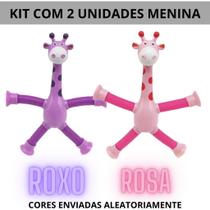 Kits de Brinquedo Infantil Girafa Pop Tubo Led Com Ventosa
