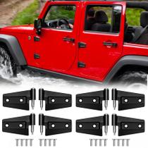 Kits de Dobradiças Externas para 4 Portas Jeep Wrangler JK Compatíveis com Jeep Wrangler JK JKU Rubicon Unlimited Sahara 2007-2018 (Externo 4 Portas), Dobradiças Externas para 4 Portas Jeep Wrangler JK JKU 8 Peças com 16 Parafusos