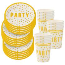 Kits de Festa Celebração Dourada com 60 Peças Descartáveis - SilverFestas