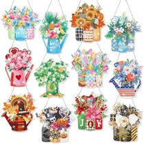 Kits de grinaldas de arte com diamantes GlikCeil, flores sazonais x12