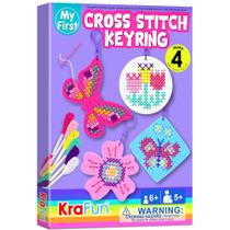 Kits de ponto cruz KRAFUN para crianças iniciantes com chaveiros