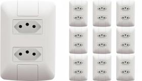 Kits de Tomada Dupla 10A 4x2 Completa Tramontina Aria Escolha a Quantidade 1, 3, 5 ou 10 Kits de Tomada Dupla 10A 4x2 Completa Tramontina Aria Escolha a Quantidade 1, 3, 5 ou 10